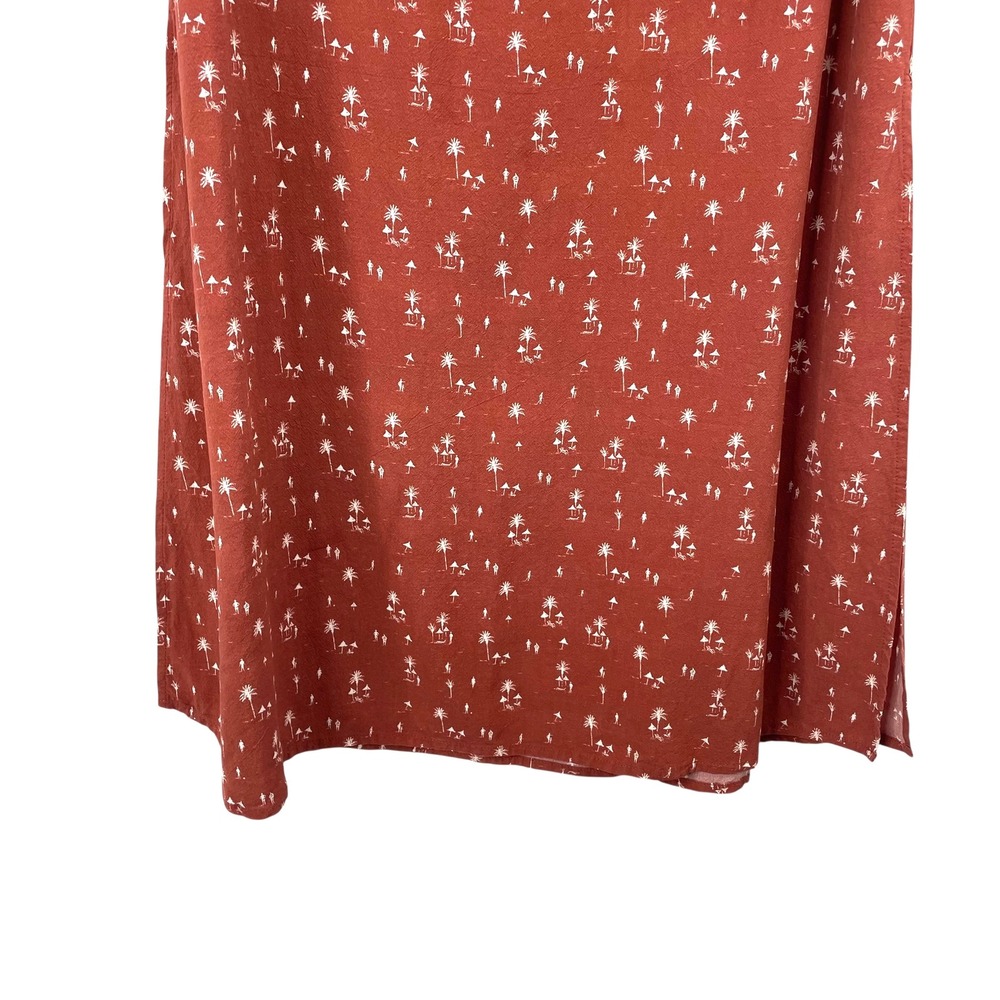 Marine Layer Ryan Midi Slip Skirt Size 4 brick rust orange palm beach print - Picture 4 of 9